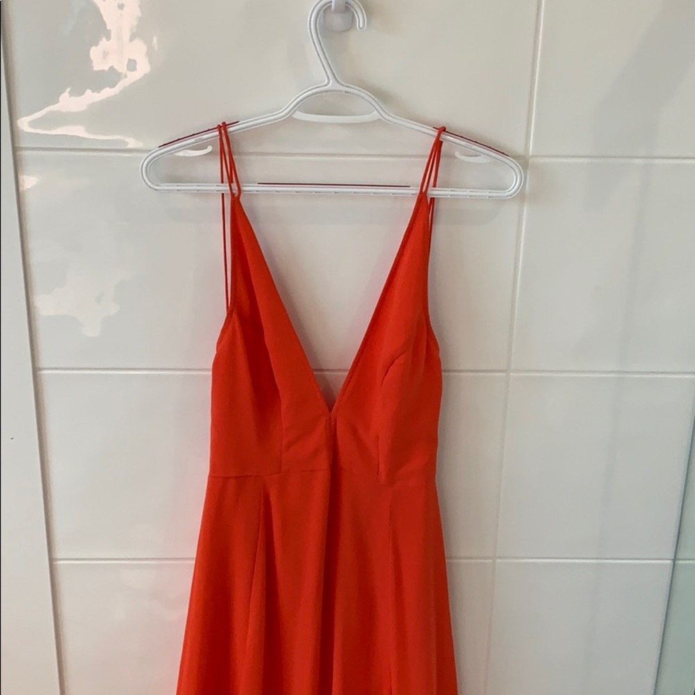 ASOS coral open back prom dress